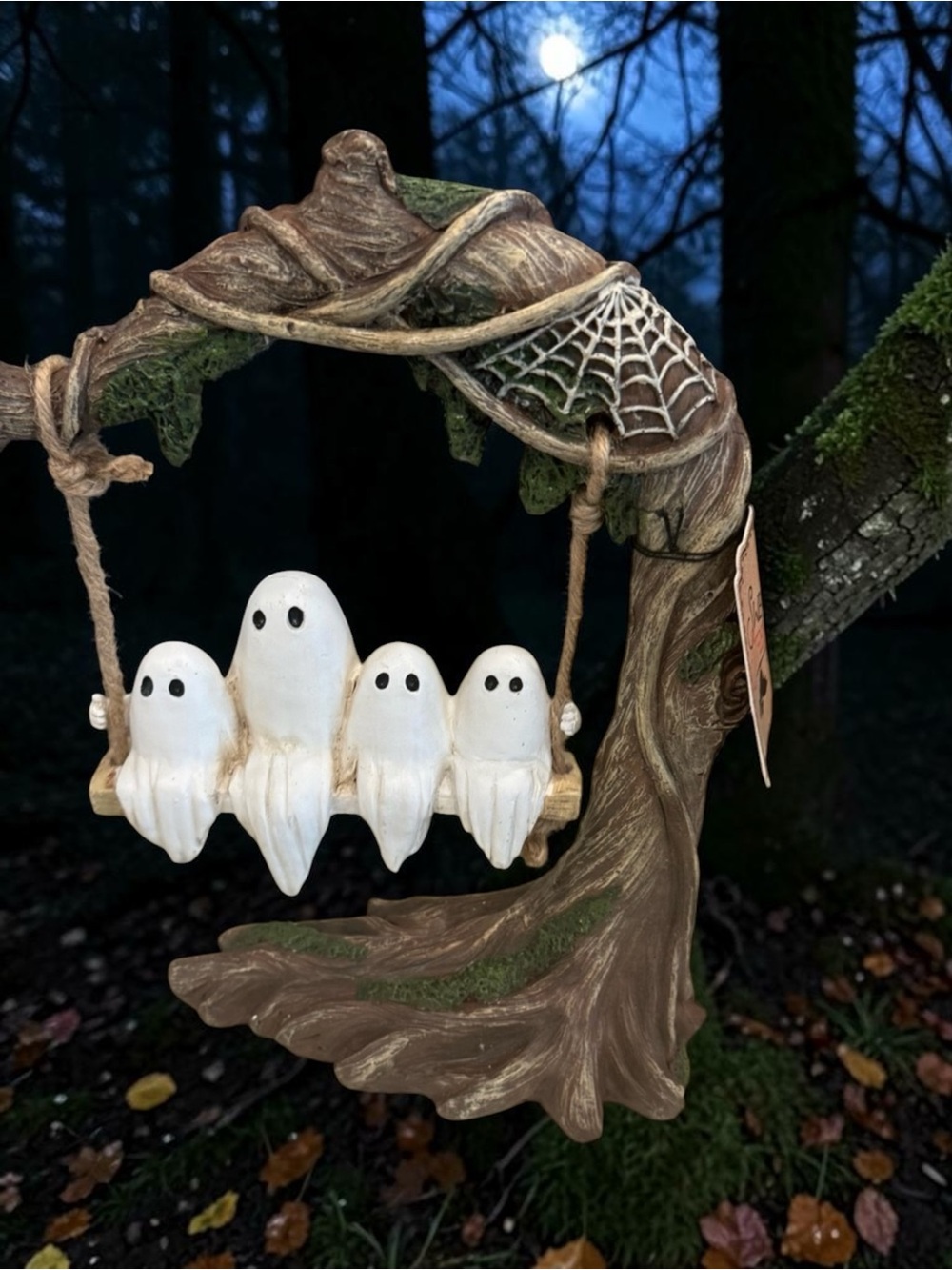 White Ghost Swing Halloween Figurine Holiday Decor